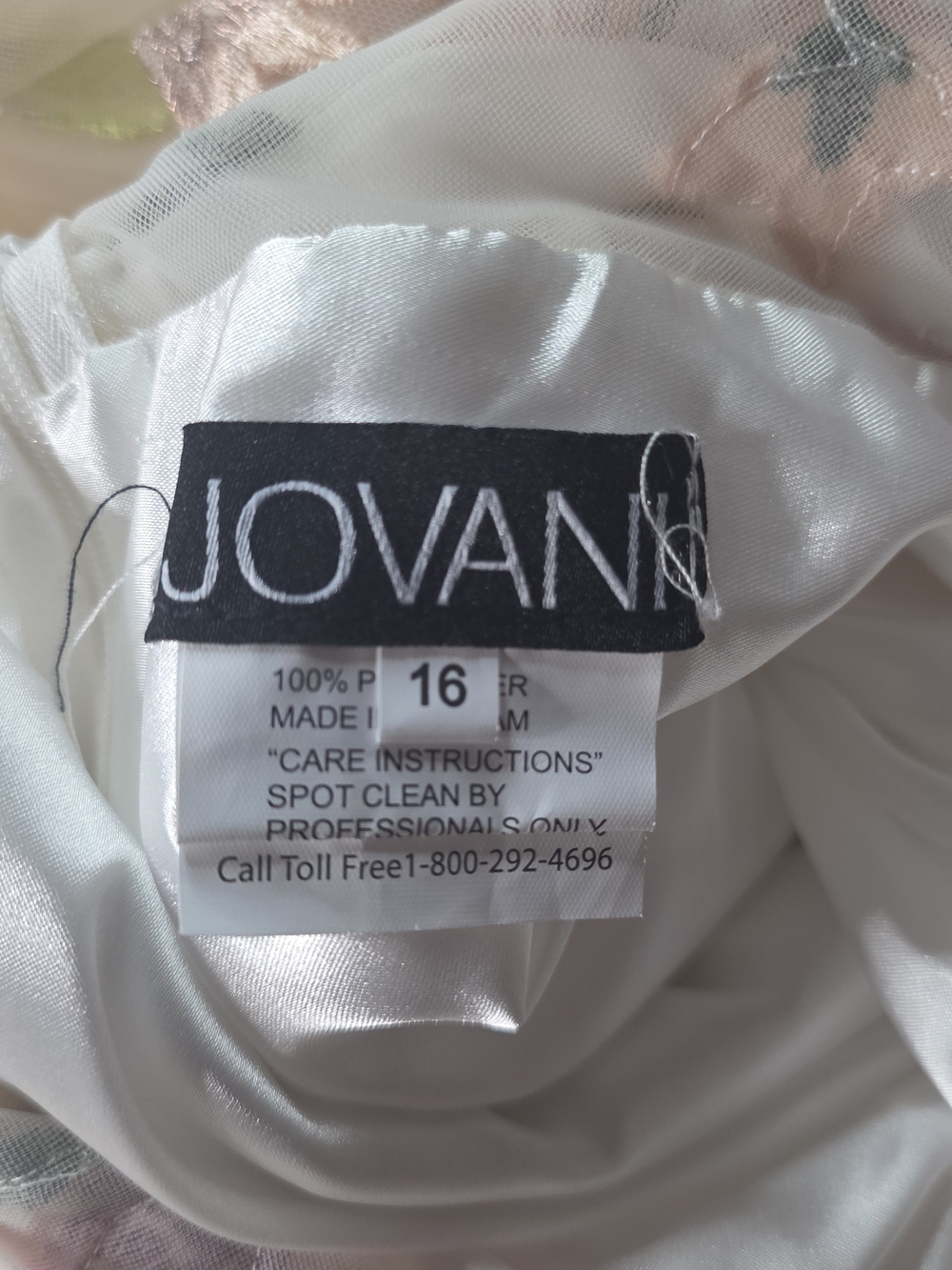 NWT Jovani Floral Embroidered Mesh Formal Evening Gown - Size 16 - Picture 5 of 13